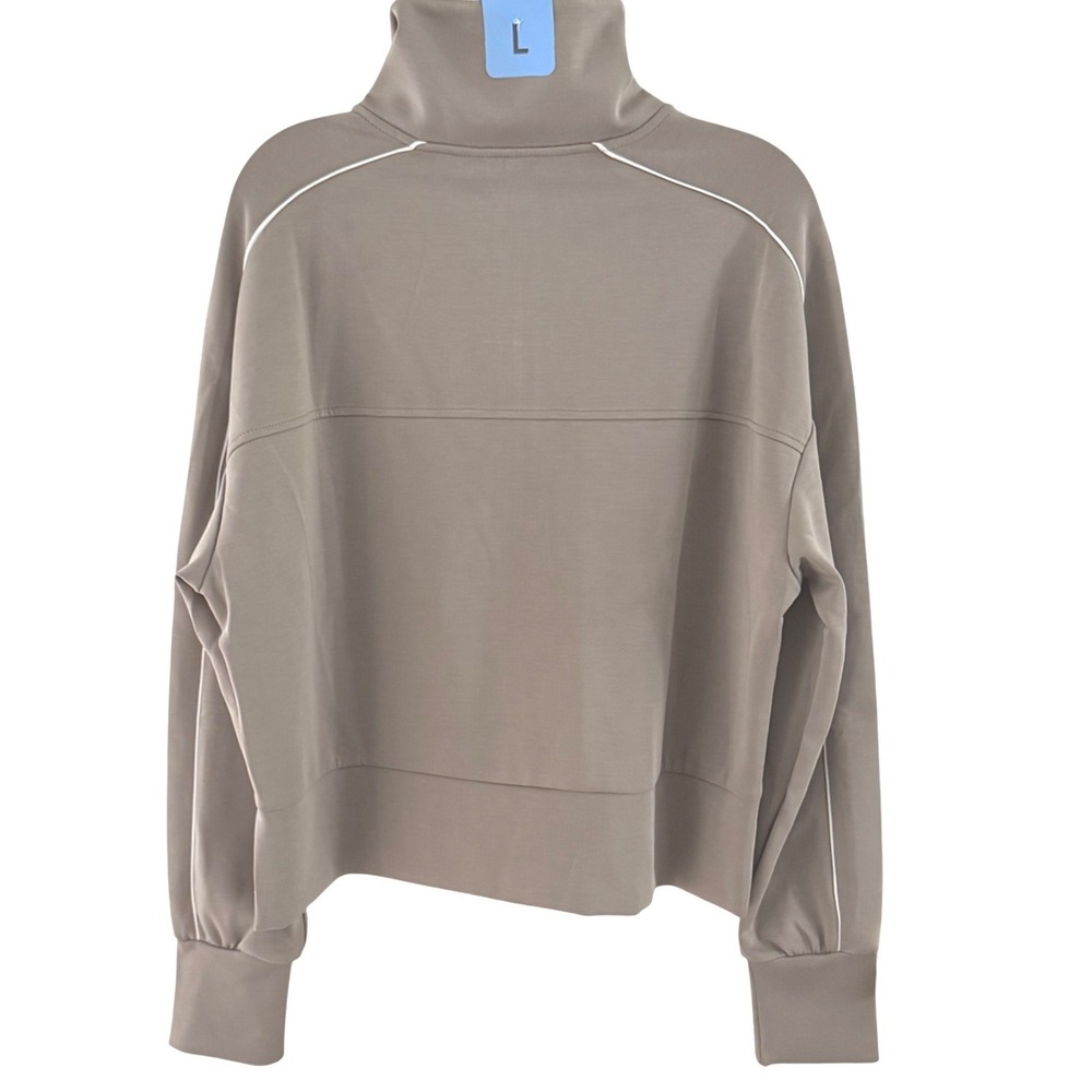 New Member's Mark Pullover Womens L Taupe Sandwash Half Zip Piping Activewear - Picture 15 of 16